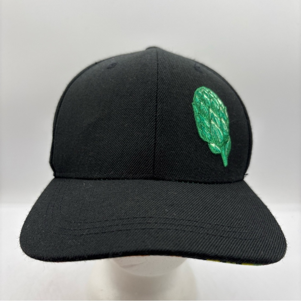 Cynar Hops Green Cone Patch Dei Rossi Black Men’s High Profile SnapBack Hat OSFM